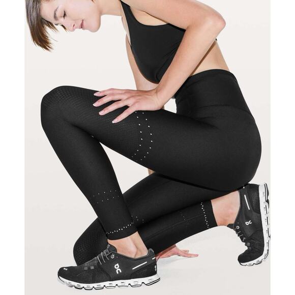 Lululemon Zoned In Tights 27” Black SesnseKnit Running Leggings - Picture 1 of 7